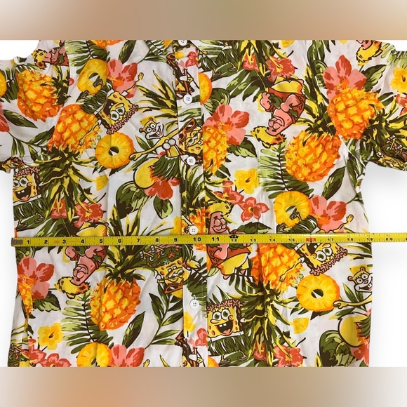 NWT Boys Nickelodeon SpongeBob SquarePants Hawaiian Large Button Up Shirt Youth - Picture 6 of 7